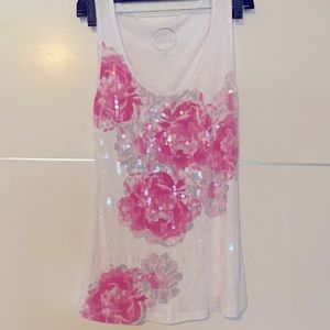 Summer top - sequin flowers